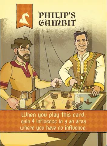 Philip’s Gambit Event card showing Philip negotiating across a campaign map.