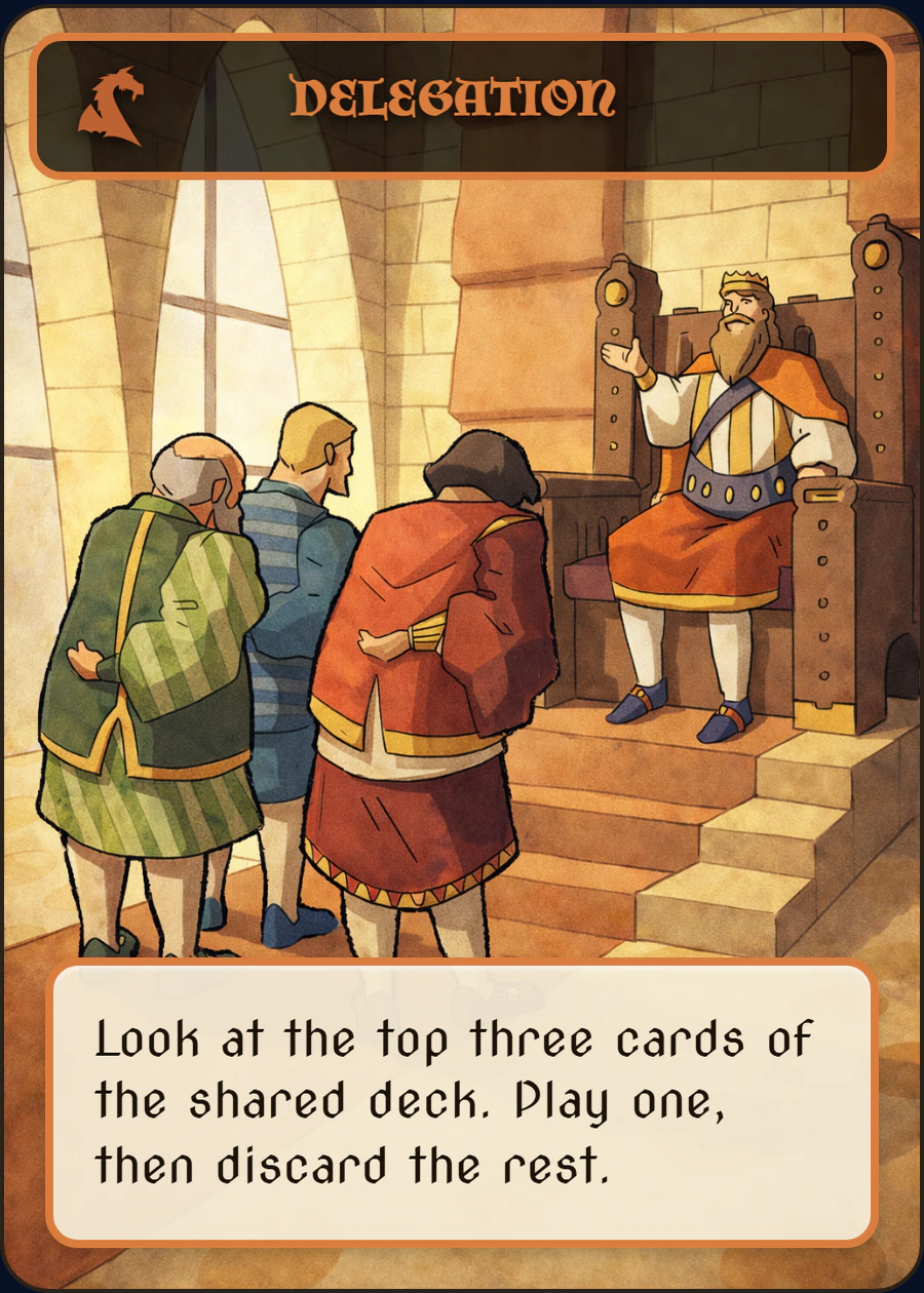 Complete Delegation Event card, including its name, Event symbol, frame, and ability text.